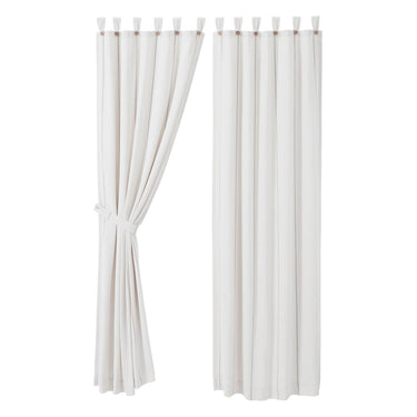 Stitched Burlap White Panel Curtain Set of 2 84x40 VHC Brands - The Fox Decor